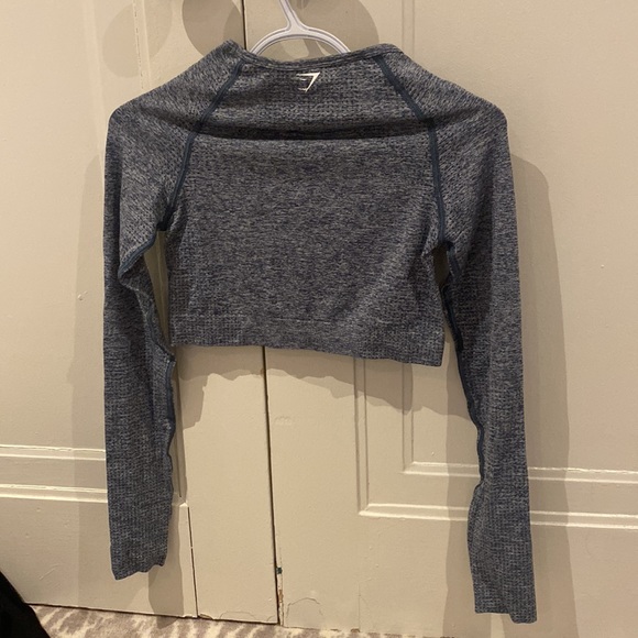 Gymshark Vital Seamless Long Sleeve Crop Top - Teal Marl - Picture 5 of 5
